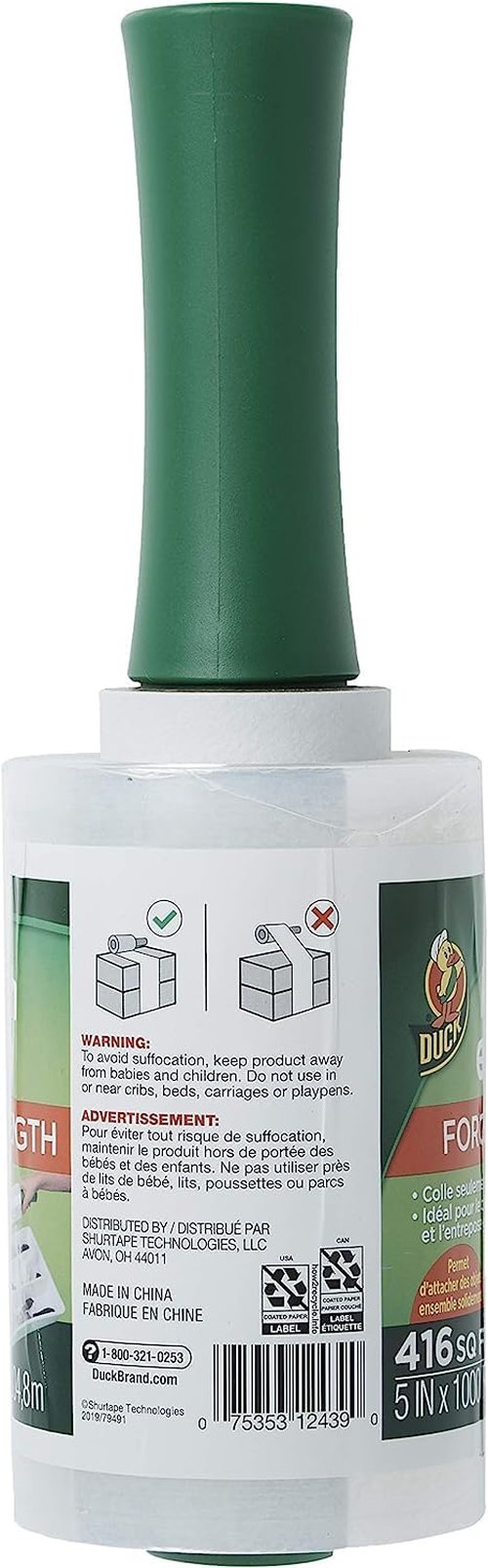 Duck Brand Stretch Wrap Roll, Clear, 5 inches by 1000 feet, 285849, Set of 6
