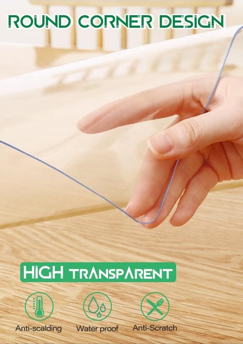 WingCanto 1.5mm Thick 30 x 48 Inch Clear PVC Table Runner Cover Protector Rectangular Plastic Table Pad Mat for Dining Room Table Office Desk Conference Table Kitchen Coutertop Heavy Duty Waterproof