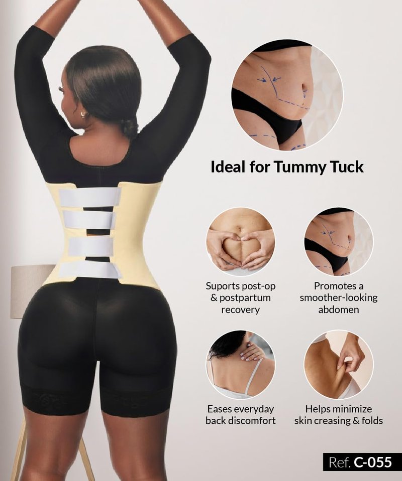 Forma Tu Cuerpo Lipo Foam 360 Long Post Surgery Abdominal Board for Lipo 360, Tummy Tuck, BBL Recovery, Compression Support, and Liposuction Supplies (Beige, M)