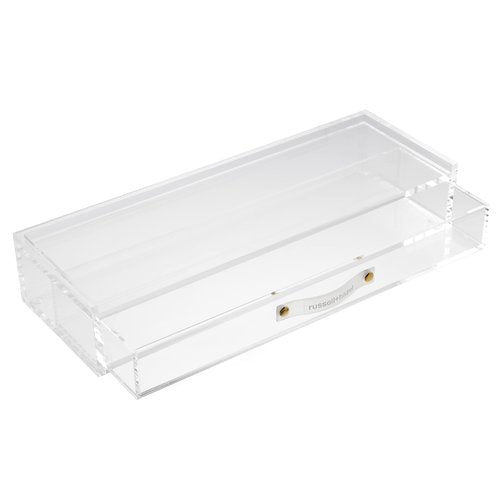 russell+hazel Acrylic Drawer Organizer, Office Supplies, Clear, with Handle, 4.5” x 12” x 2.25” (93924)