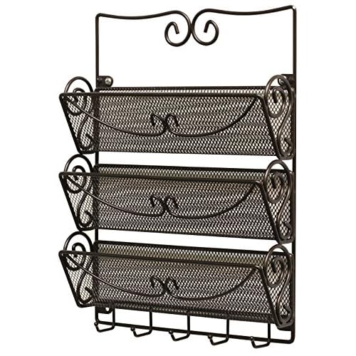 Deco Brothers Wall Mail Organizer with 5 Key Holder, 3 Tier, Bronze