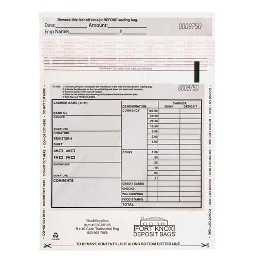 BankSupplies Cash Transmittal Bags | Tamper Evident | 8W x 10H | Case of 100 | Clear Polyurethane Film & Side Weld Seams | Audit Friendly | For Currency, Coin, Checks & Receipts