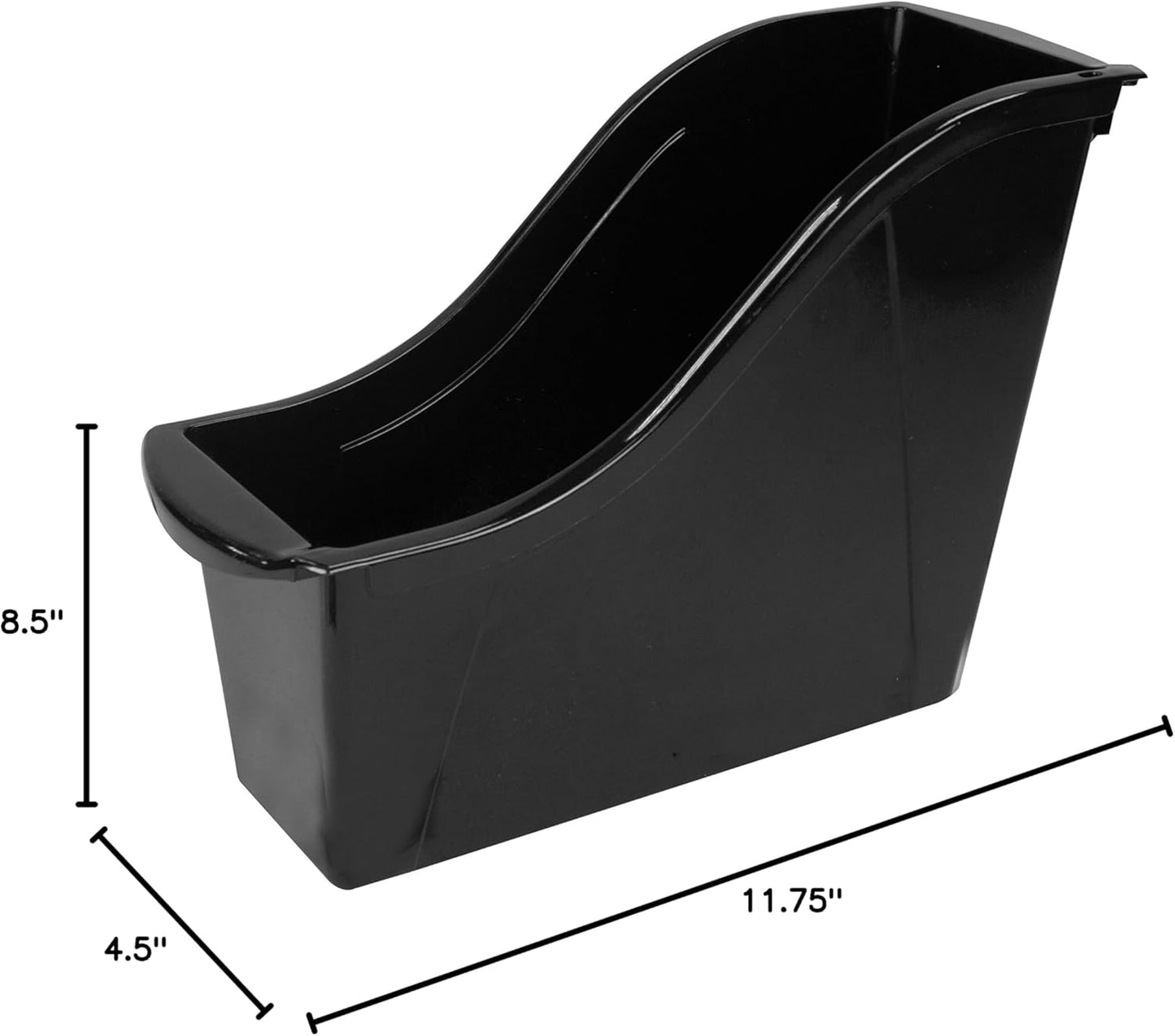 Storex Small Book Bin - Interlocking Plastic Organizer for Home & Office - Black, 6-Pack