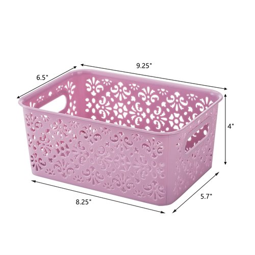 Frcctre 8 Pack Plastic Storage Baskets, Portable Small Pantry Organizer BasketS Bins with Handle, Stackable Household Organizers Nursery Basket for Home, Kitchen Cabinet Countertop Bedroom Bathroom