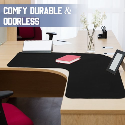 Amylove l Shaped Mouse Corner Desk Pad Waterproof Large Rubber Corner Mouse Pad for Office Home l Shaped Desk Gaming Setup Computer Protection Supplies, 36.2 Inches(Black)