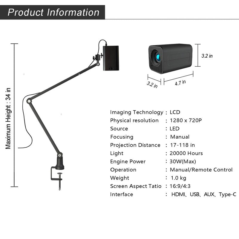 Art Projector for Tracing, Drawing Projector, Tracing Drawing Tool Smart Sketcher Cookie Cake Mini Portable Smart Phone Movie Projector with Stand
