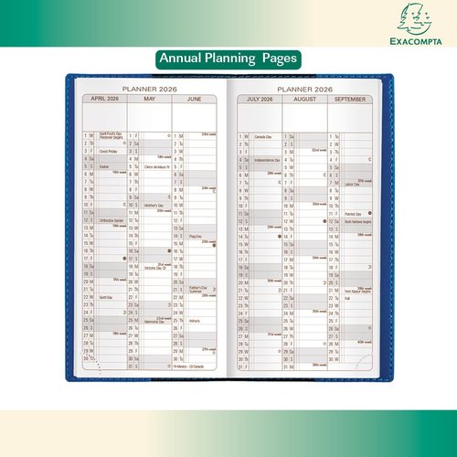 Exacompta 2026 Refill For "Space 17" Calendar Year Weekly/Monthly Planner Organizer - 12 Months (Jan. to Dec.) - 3 1/2" x 6 3/4"- Appointment Journal for Business, School, and Life