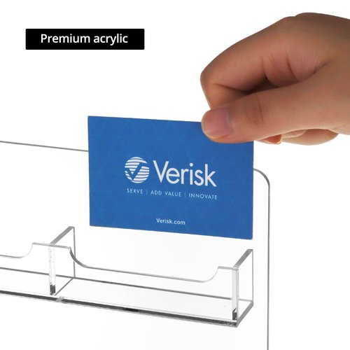 QWORK Acrylic Business Card Holder Wall Mount, 24 Pockets, Clear Sticker Display, Multi-Pocket Rack Organizer for Office & Home Use, Includes Screws, Expansion Tubes