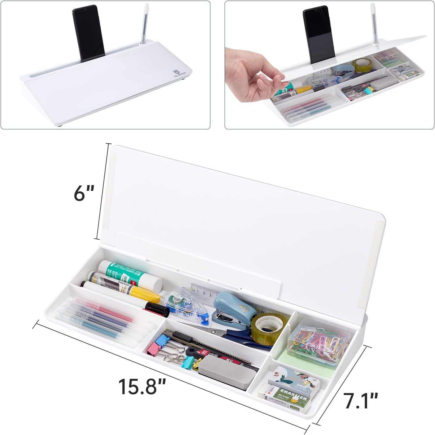 TSJ OFFICE Small Glass Desktop Whiteboard - Versatile Dry-Erase Board for Keyboard Stand | 17 x 7 Inches