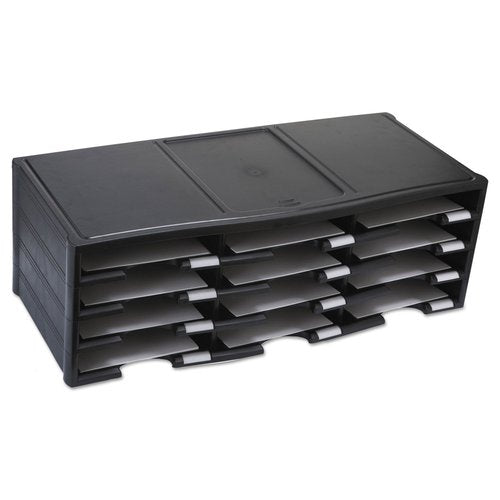 Storex 61602U01C Storex Literature Organizer 12 Section 10 5/8 x 13 3/10 x 31 2/5 Black