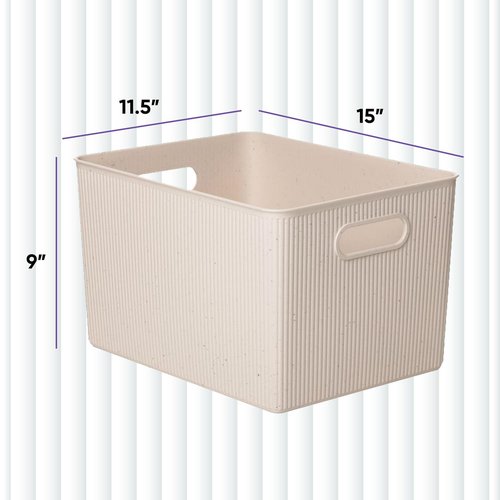 Superio Ribbed Collection - Eco-Friendly Decorative Plastic Open Home Storage Bins Organizer Baskets, X-Large (1 Pack) Container Boxes for Organizing Closet Shelves Drawer Shelf 22 Liter/23 Quart