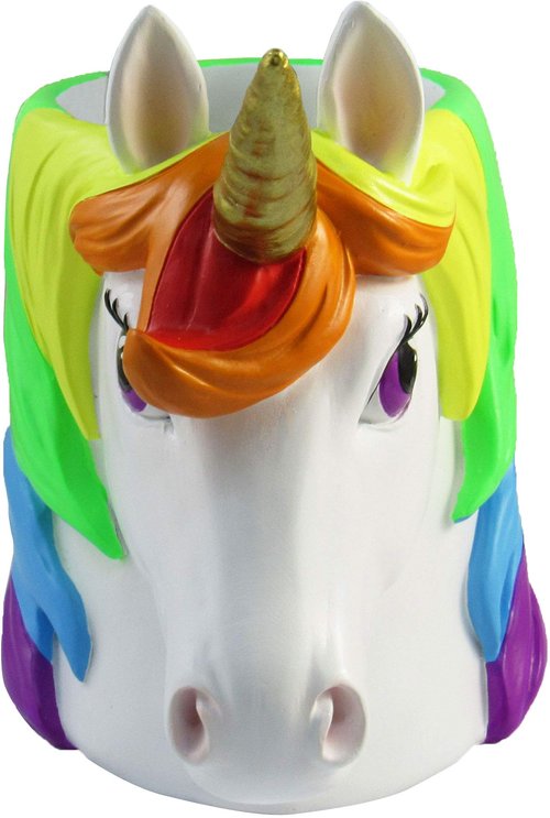 World of Wonders Beauty and Grace - Collectible Unity The Unicorn Magical Golden-Horned Retro Rainbow Fantasy Themed Desk Supply Organizer Pen & Pencil Holder Storage Container, 6-inch