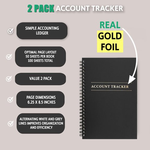 2 Pack Expense Tracker Ledger Book- Finance Book for Home Budget Tracking, Business Bookkeeping -Home Budget notebook, Finance Planner- Expense Ledger for Small Business Bookkeeping (100 Pages 2 Pack)