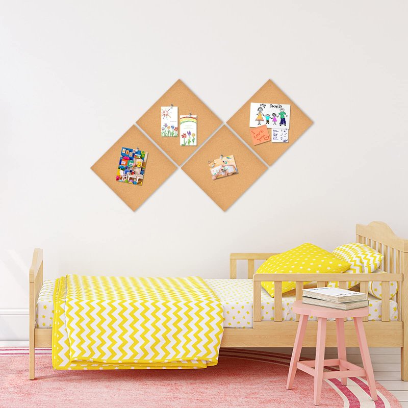 Aitakatta 12x12 Cork Board Tiles Bulletin Board, 1/2" Thick Small Square Cork Boards for Walls, Self-Adhesive Cork Tiles for Home, Office, School, Bulletin Board Decorations(12mm,2pc)