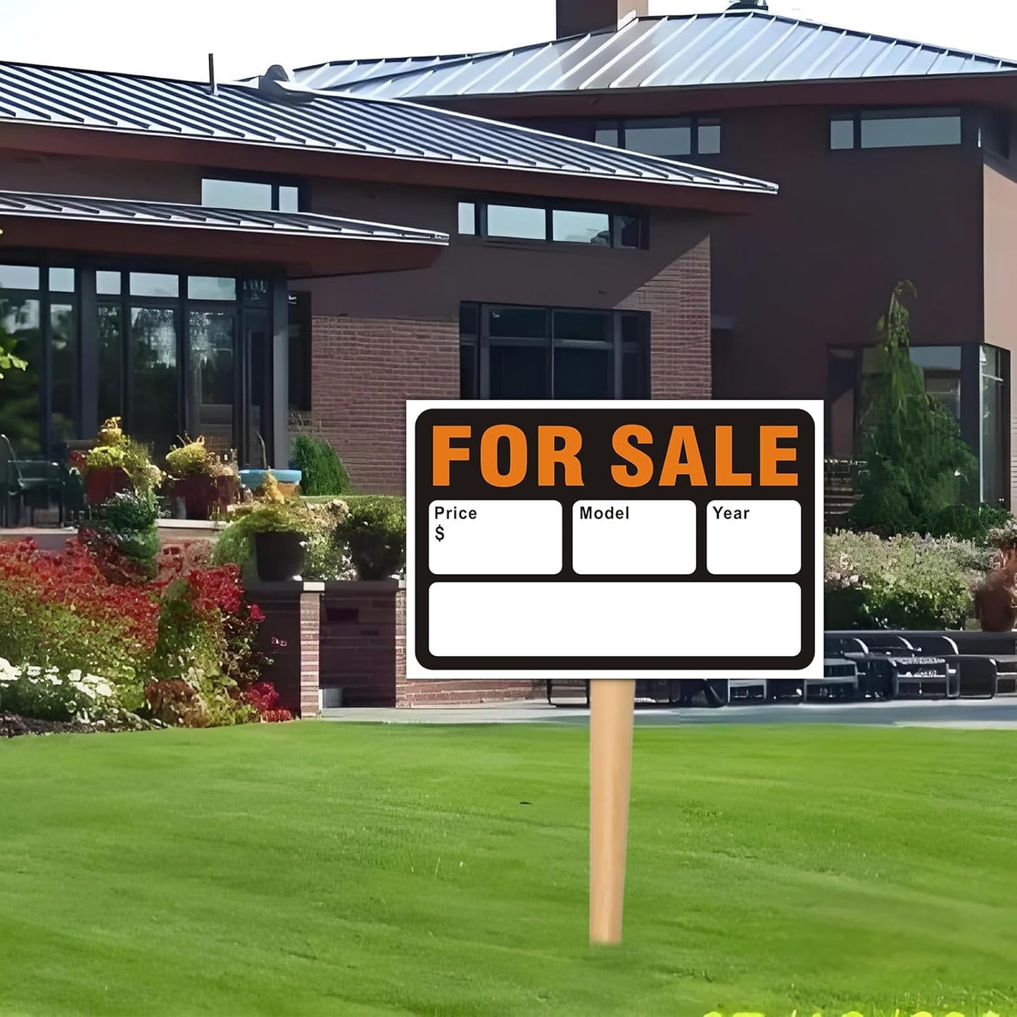 Skiennix Reflective Vinyl Car Sale Signs - Waterproof, Writeable 12x8 Inch Stickers | Black & Orange