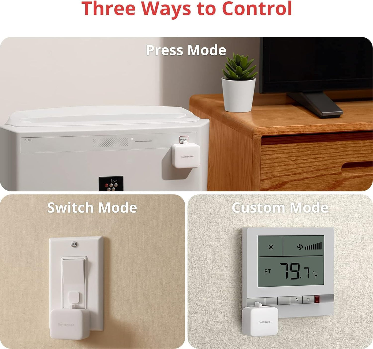 SwitchBot Rechargeable Smart Switch Button Pusher (Bluetooth) – Fingerbot for Rocker/One-Way Buttons, App Timer Control, No Wiring, Optional Hub for Voice/Remote, White