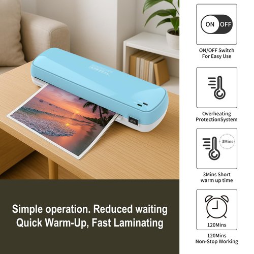 Suntiko 4-in-1 Laminator Machine with 10 Sheets - Fast Warm-Up for A4/A5/A6 Documents & Photos - Office, School, Home Use - Teacher Supplies & Organization Essentials (Color Preservation Technology)