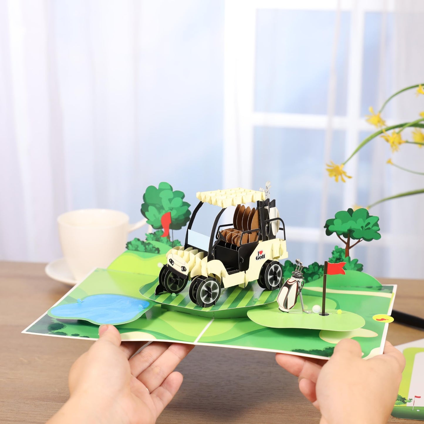 Pop Up Fathers Day Card Golf, 3D Golf Birthday Card for Dad, Golfers, Husband, Grandpa, Pap, Him, Son; All-Occasion Father’s Day, Congratulations, Thank You, Retirement for Boss, Coworker, 6x8 in
