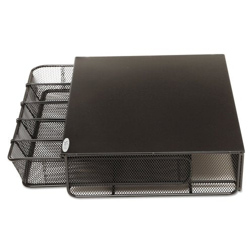 Safco Coffee and Sugar Organizer 3274BL Hospitality Tray, Home, Office, & Hotel, 1 Drawer, Black, 12"W x 11"D x 3 ¼"H
