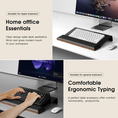 Keyboard Stand, Riser With Wrist Rest and Storage, Ergonomic Computer Riser With Wrist Pad for Home Office (Keyboard Not Included)