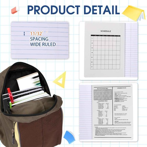 Fumete 30 Pcs Composition Notebooks Bulk Wide Ruled Composition Notebook 140 Page (70 Sheet) Black Marble Journal Book, 9.75 x 7.5 Inch Bulk Back to School Supplies Office Notebook for School College
