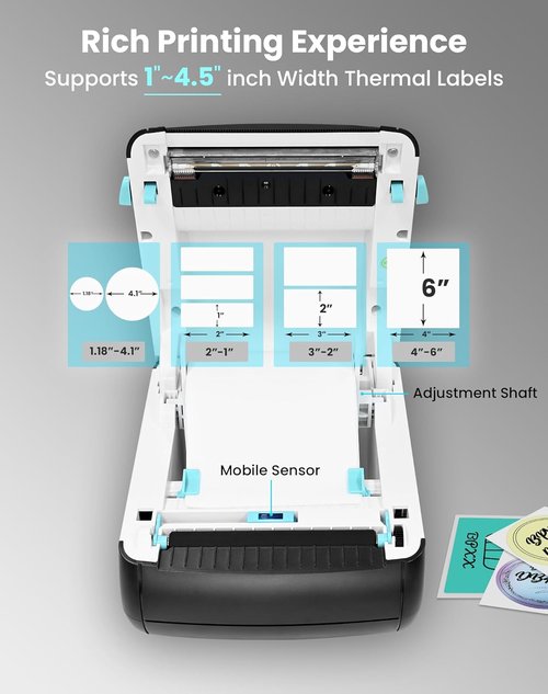Shipping Label Printer Bluetooth - 4x6 Thermal Printer for Small Business | Easy Connectivity & Clear Prints, Black
