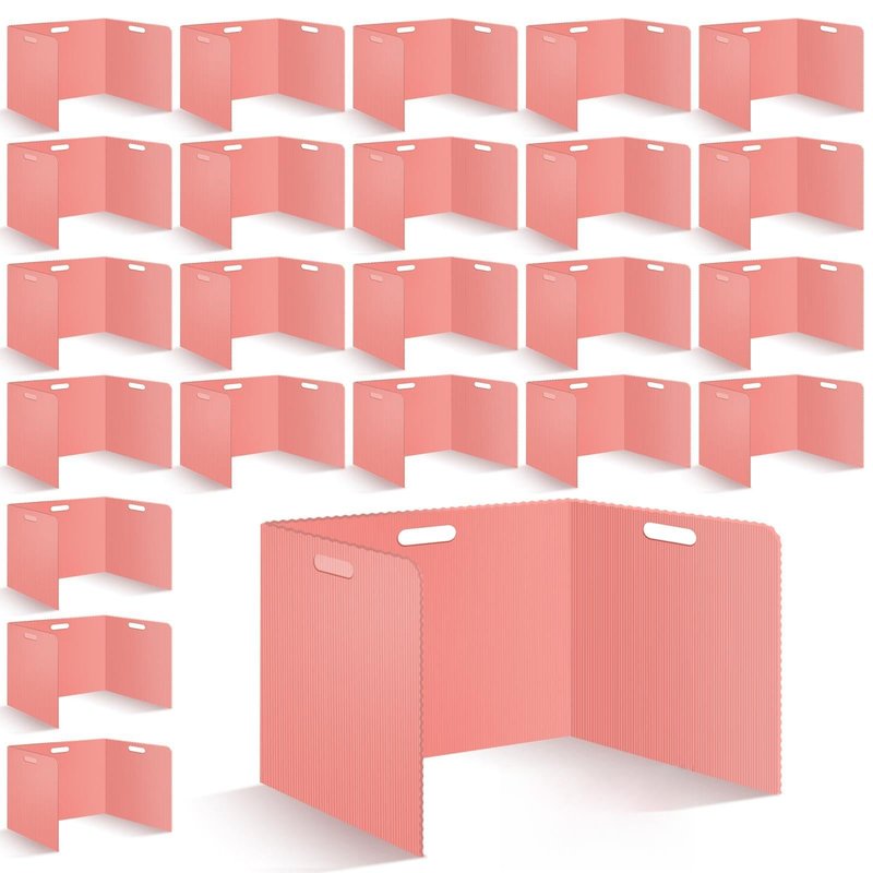 24 Pcs Desk Dividers for Students Plastic Durable and Waterproof Privacy Folders Shields Test Dividers with Classroom Privacy Boards for School Study Teacher Supplies (Red)