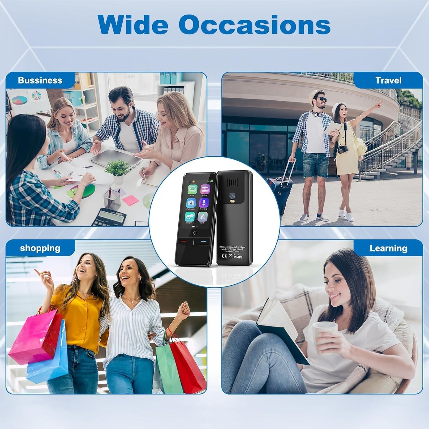 Skiennix Language Translator Device - 139 Languages Offline & Online | Portable Two-Way Instant Translation (Black)