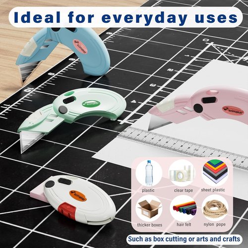 Box Opener - Mini Utility Knife with 10 Extra Blades & Button Lock Mechanism | 4 Assorted Colors