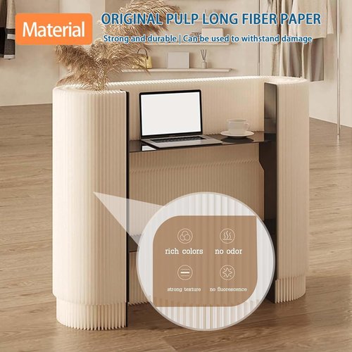 Reception Desk with Counter, Modern White Check Out Table, Reception Counter Table with Private Panels, 42.5 inch Retail Counter for Checkout, Lobby, Beauty Salon, Home Office Desk