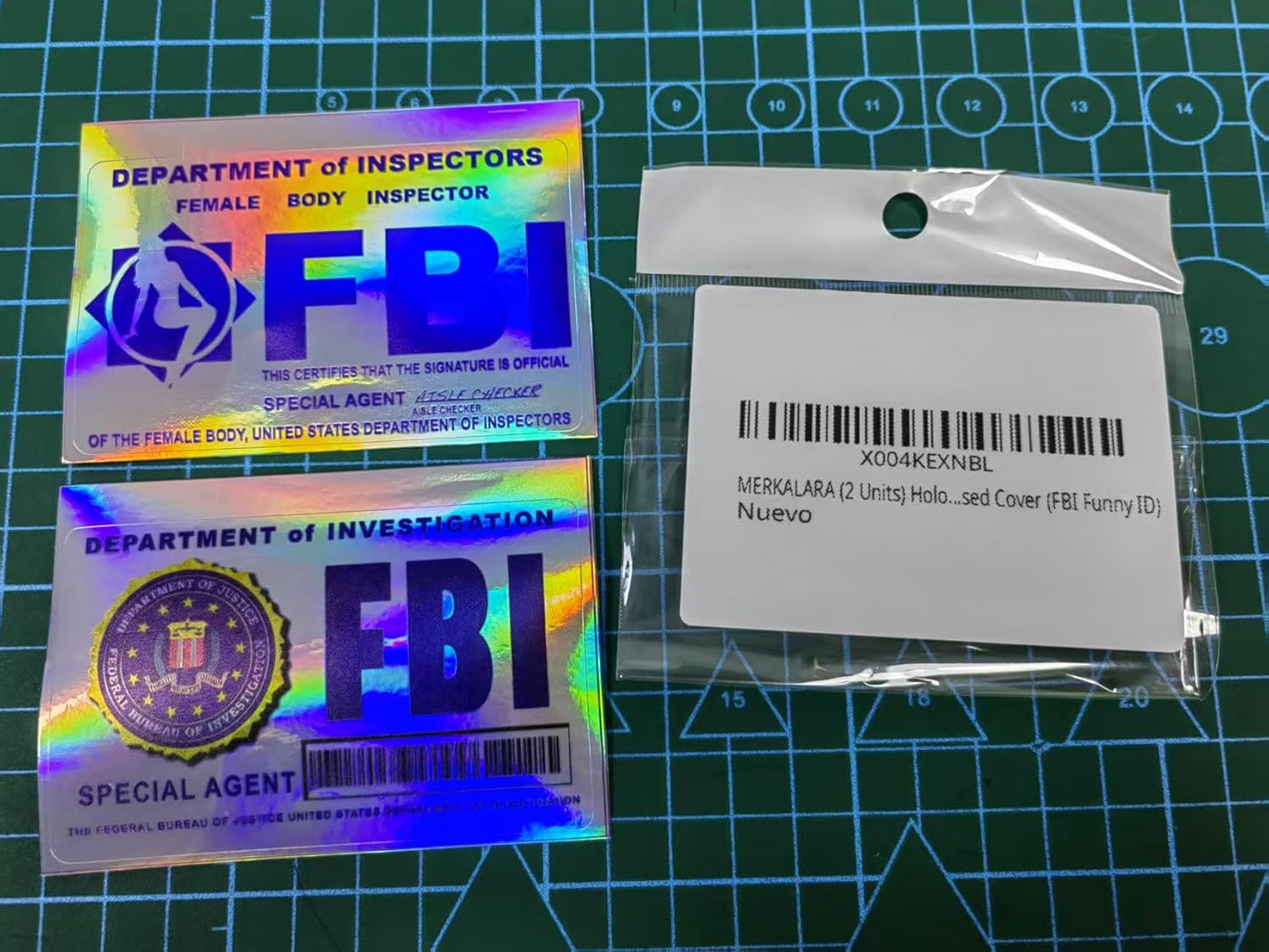 (2 Units) Holographic Credit Card Skin – 3M Material Debit Card Sticker, Waterproof, Durable & Easy to Apply, Multi-Design Personalised Cover (FBI Funny ID)