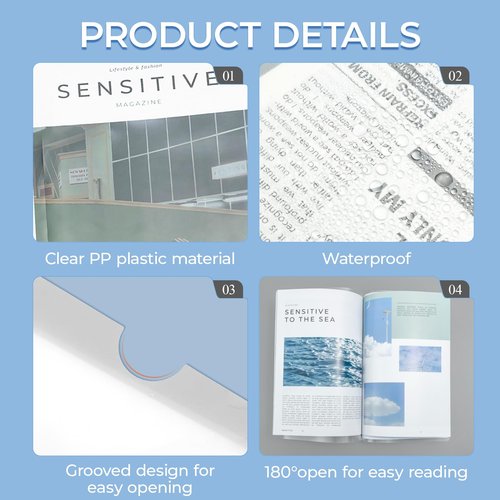 M&G 10 Pack Report Covers with Sliding Bar, 70 Sheet Presentation Folders,10mm Clear Report Folder for A4 and Letter Size Paper,8.7X 12.2inch
