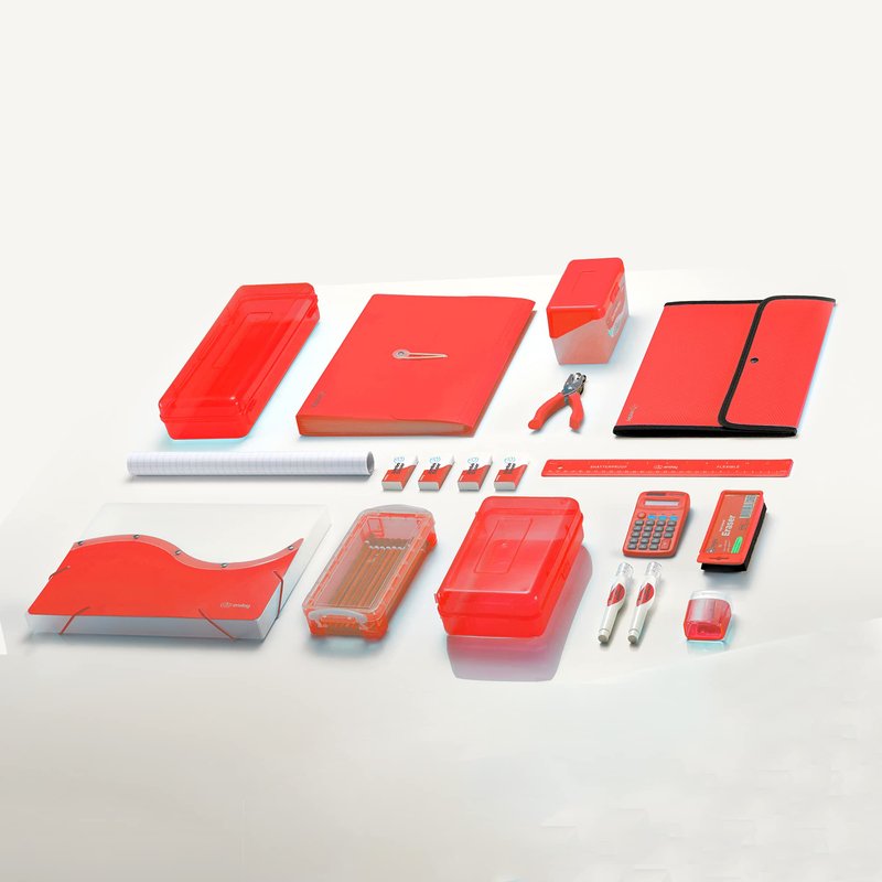 Enday Plastic Pencil Box with Snap Closure Lids Red, Small Utility Storage Crayon School and Office Supplies Case Organizer, Also Available in Glitter Pink, Purple, Blue, Green and Grey, 1 Pc