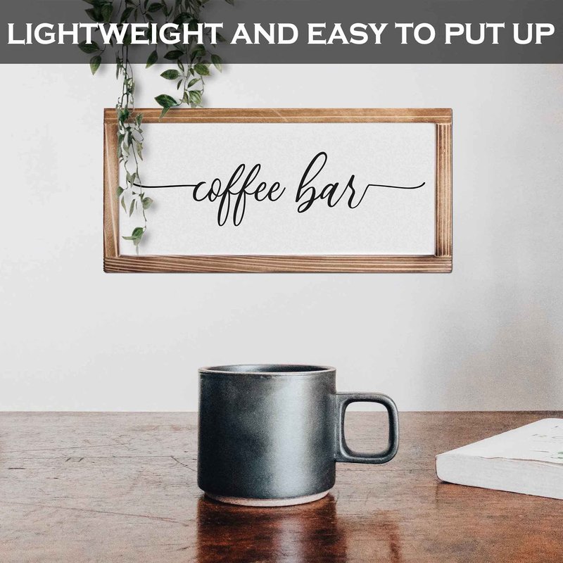 Coffee Bar Sign Decor 8x17 Inch, Coffee Sign Decor, Wooden Kitchen Wall Art