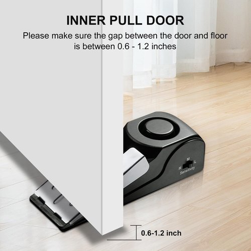 Rosoenvi 2 Pack Door Stop Alarm, Door Stopper with 120DB Security Alarm, Floor Wedge Door Stop Siren, Door Security Devices for Traveling, Apartment, Hotel and Home, Black