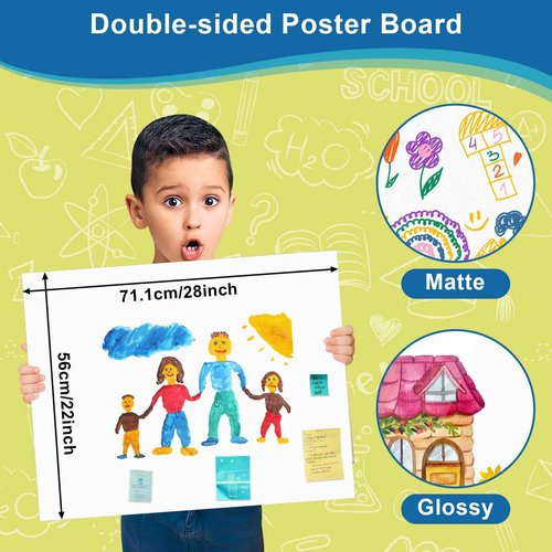 100Pcs 22" x 28" Poster Board White Poster Paper Bulk ROOKEA 250 GSM Thickness Vision Boards Smart Poster Board for School Arts Craft Projects Presentations Drawing Scrapbooking Blank Graphic Display