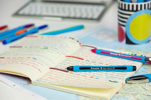 Schneider Slider Memo XB (Extra Broad) Ballpoint Pen, 1.4 mm, Light Blue Barrel, Violet Ink, Box of 10 Pens (150208)