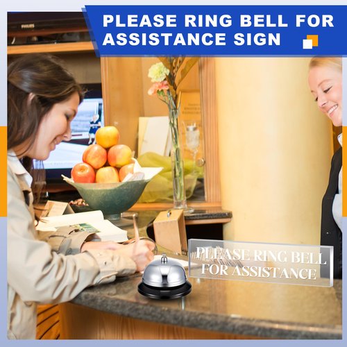 Colingmill Desk Bell for Service and Please Ring Sign 2" x 8" Acrylic No Receptionist Sign Call Ring Bell for Office Hotel Restaurant Counter Reception Area