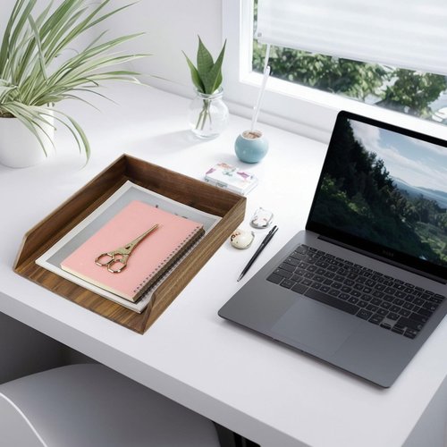 Buqoo North American Black Walnut Letter Tray Desk Organizer, A4 Wooden File Tray - Paper Organizer for Storage Paper Letter Folders Notebooks Copy Print for Home Office