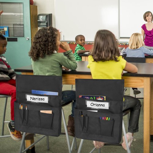 Chair Pockets for Classroom 6 Pack Chairback Buddy Pocket Chart Seat Back Organizer Student Storage with Lable Slot for Classroom Kindergarten School Home
