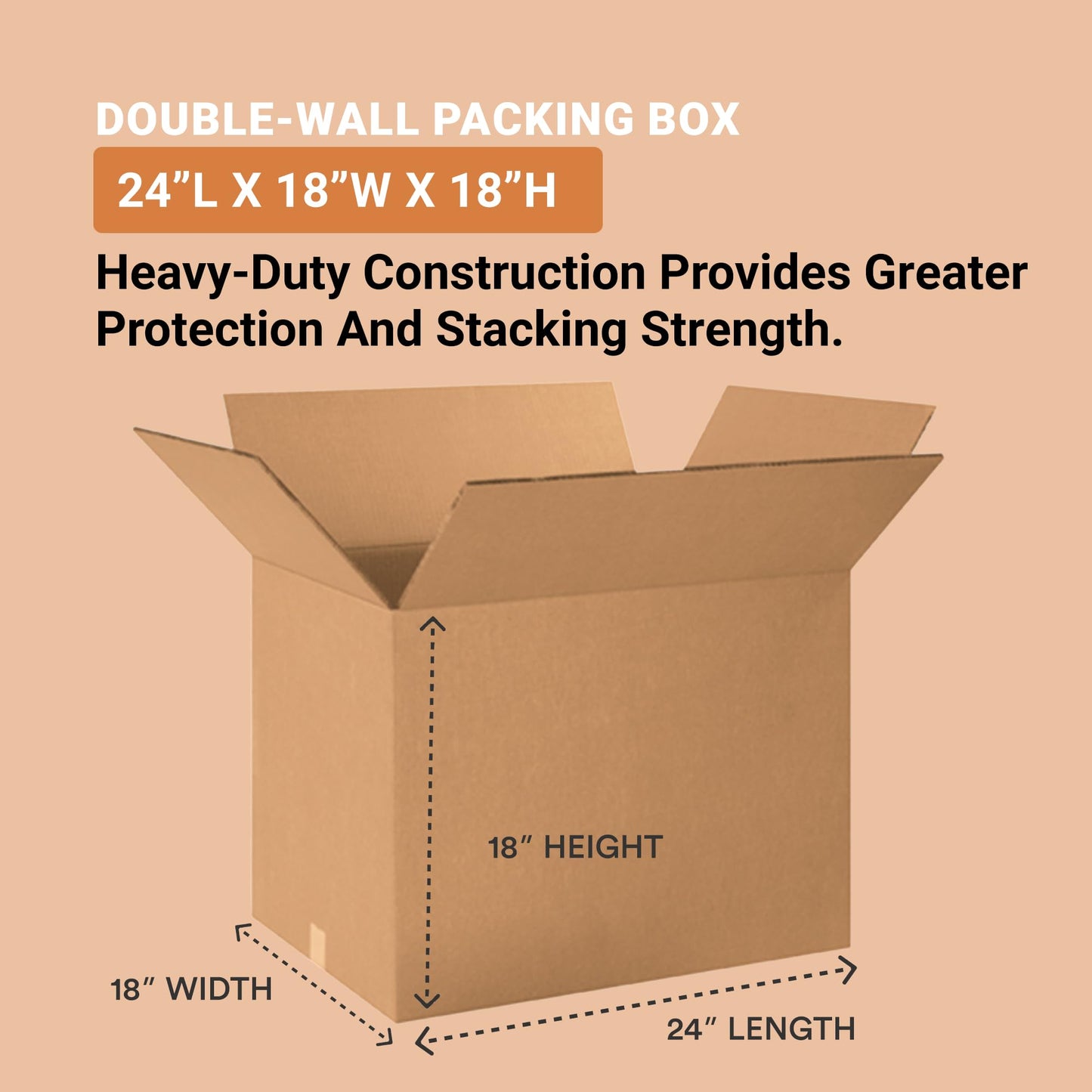 AVIDITI Double Wall 24" x 18" x 18" Cardboard Boxes (10-Pack) | Large Corrugated Boxes for Shipping, Packaging, Moving, Storage Box for Home or Business, Strong Wholesale Bulk Boxes