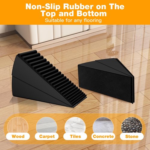 BINFEW 4 Pack Heavy Duty Metal Door Stop, Strongest Large Adjustable Spring Door Stopper Up to 3 inch Tall, Door Stoppers for Bottom of Door, Black Rubber Door Wedge for Any Heavy Doors