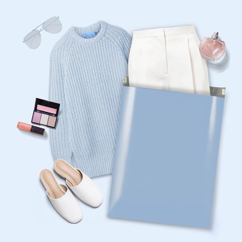 Metronic Poly Mailers - Large Self-Seal Shipping Bags for Clothes | 14.5x19 Inches, 400pcs, Waterproof Light Blue