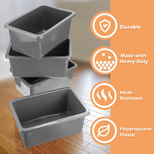 Tuanse 12 Pack Small Cubby Bins Plastic Storage Container Toy Book Closet Organizers for Toys, Crafts, Art Supplies, Books, Clothes, Office Classroom Supplies,11.4 x 7.5 x 4.9 Inches (Gray)
