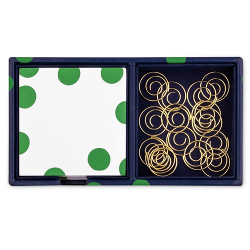 kate spade new york Desktop Organzier Tray with 400 Loose Note Sheets and 15 Metal Paper Clips, Sonnet Dot