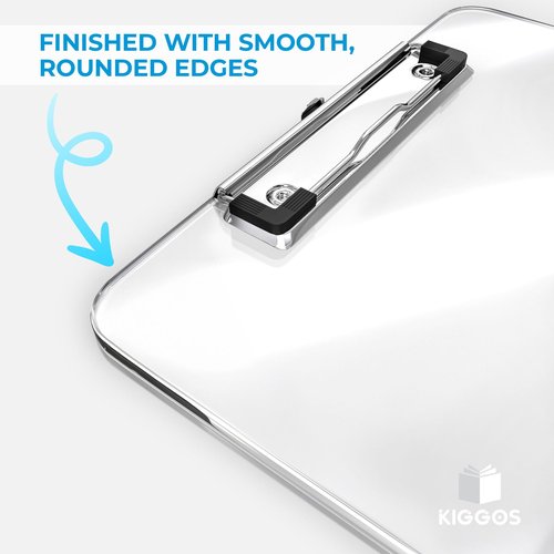 25 Pack Transparent Plastic Clipboards Bulk Acrylic Clear Clip boards with Low Profile Metal Clip Board 12.5 x 9 Inch Letter Size Clipboard Class Set for Classroom with Hanging Hook - Holds 100 Sheets