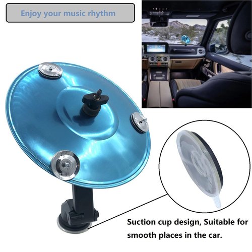 TUOREN Car Drum Crash Cymbal, 8.9inch Diameter Suction Cup Style Drum Cymbal Holder with Jingle Bells for Drummers to Make Your Driving More Fun