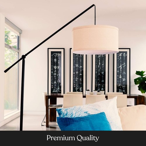 Brightech Hudson 2 - LED Floor lamp, Tall Lamp with Sturdy Base, Contemporary Arc Lamp for Living Rooms & Offices, Great Living Room Décor, Mid Century Modern for Bedroom - Jet Black