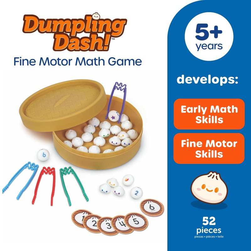 Learning Resources Dumpling Dash Fine Motor Math Game - Squishy Dumpling Toy, Montessori Counting Toys, Kids Board Game, Play Food, Homeschool Toddler Games, Fine Motor Skills, Preschool Board Games