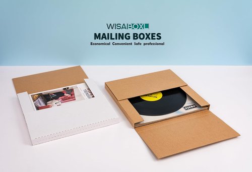 Kraft | Easy-Fold Vinyl Record Shipping Boxes - 12.8x12.8x1 Inch, 15 Pack with Fragile Stickers